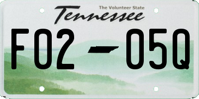 TN license plate F0205Q