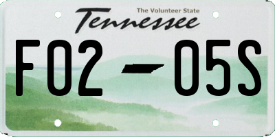 TN license plate F0205S