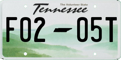 TN license plate F0205T