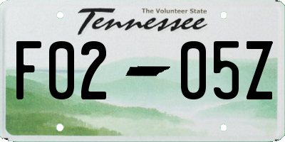 TN license plate F0205Z
