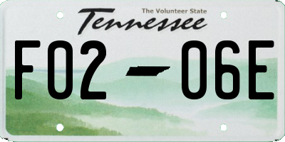 TN license plate F0206E