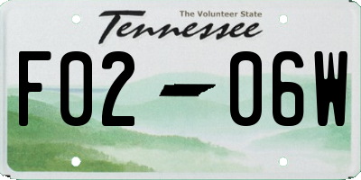 TN license plate F0206W