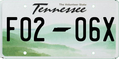 TN license plate F0206X