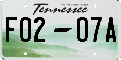 TN license plate F0207A