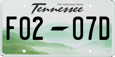 TN license plate F0207D