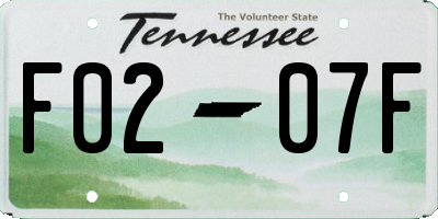 TN license plate F0207F