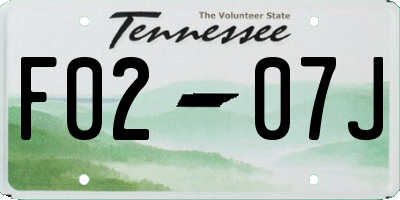 TN license plate F0207J