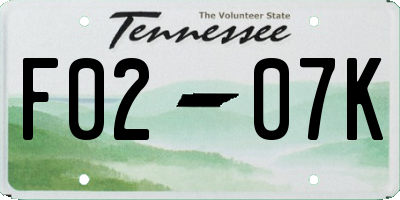 TN license plate F0207K