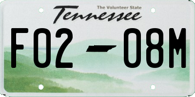 TN license plate F0208M