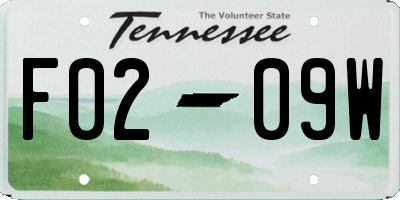 TN license plate F0209W