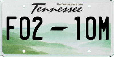 TN license plate F0210M