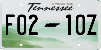 TN license plate F0210Z