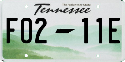 TN license plate F0211E