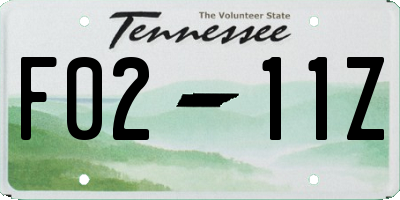 TN license plate F0211Z
