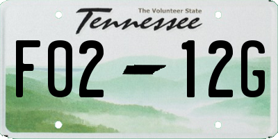 TN license plate F0212G