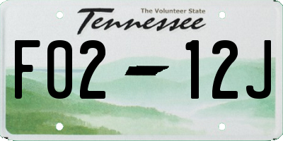 TN license plate F0212J