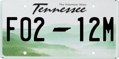 TN license plate F0212M