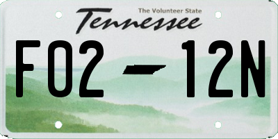 TN license plate F0212N
