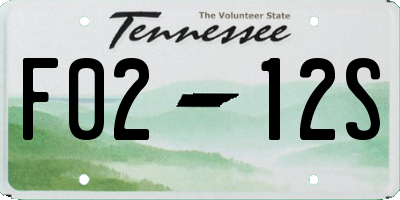 TN license plate F0212S