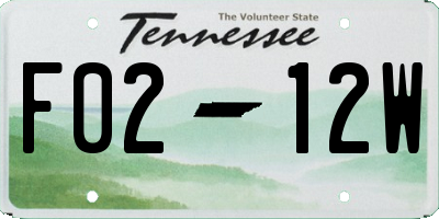 TN license plate F0212W