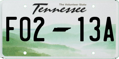 TN license plate F0213A