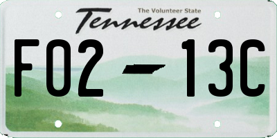 TN license plate F0213C