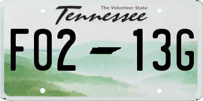 TN license plate F0213G