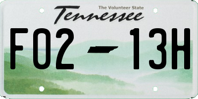 TN license plate F0213H