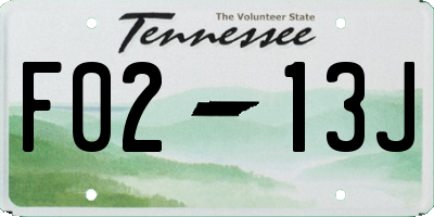 TN license plate F0213J