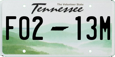 TN license plate F0213M