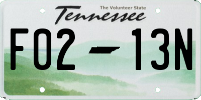 TN license plate F0213N