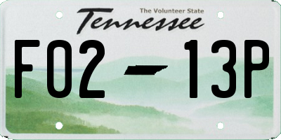 TN license plate F0213P