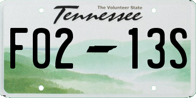 TN license plate F0213S