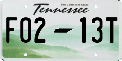 TN license plate F0213T
