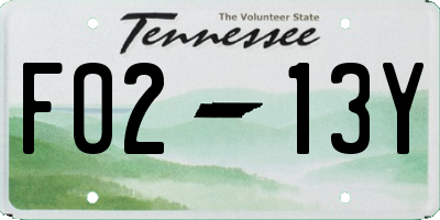 TN license plate F0213Y