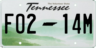 TN license plate F0214M