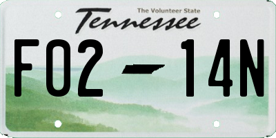 TN license plate F0214N