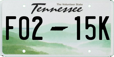 TN license plate F0215K