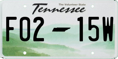 TN license plate F0215W