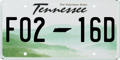 TN license plate F0216D