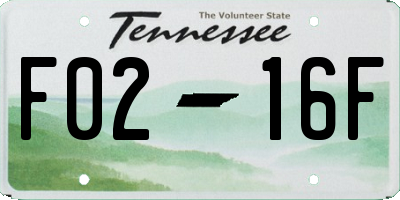TN license plate F0216F