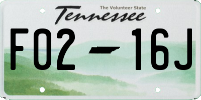 TN license plate F0216J