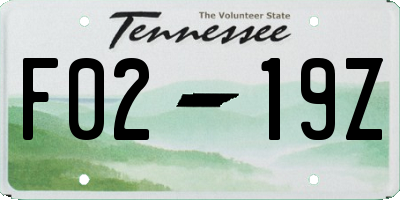 TN license plate F0219Z