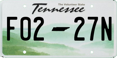 TN license plate F0227N