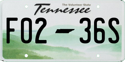 TN license plate F0236S