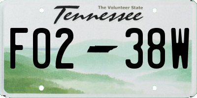 TN license plate F0238W
