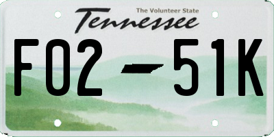 TN license plate F0251K