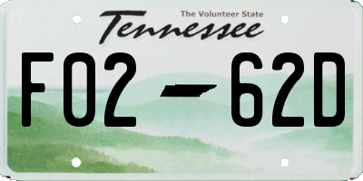 TN license plate F0262D