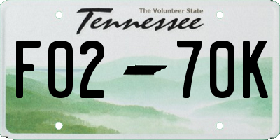 TN license plate F0270K