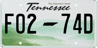 TN license plate F0274D